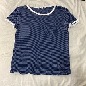 Blue and white stripped tee. Size small. Brand is iris